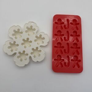 2pcs Christmas Silicone Molds for Baking Jelly Soap, Candy Cane, Gingerbread Men